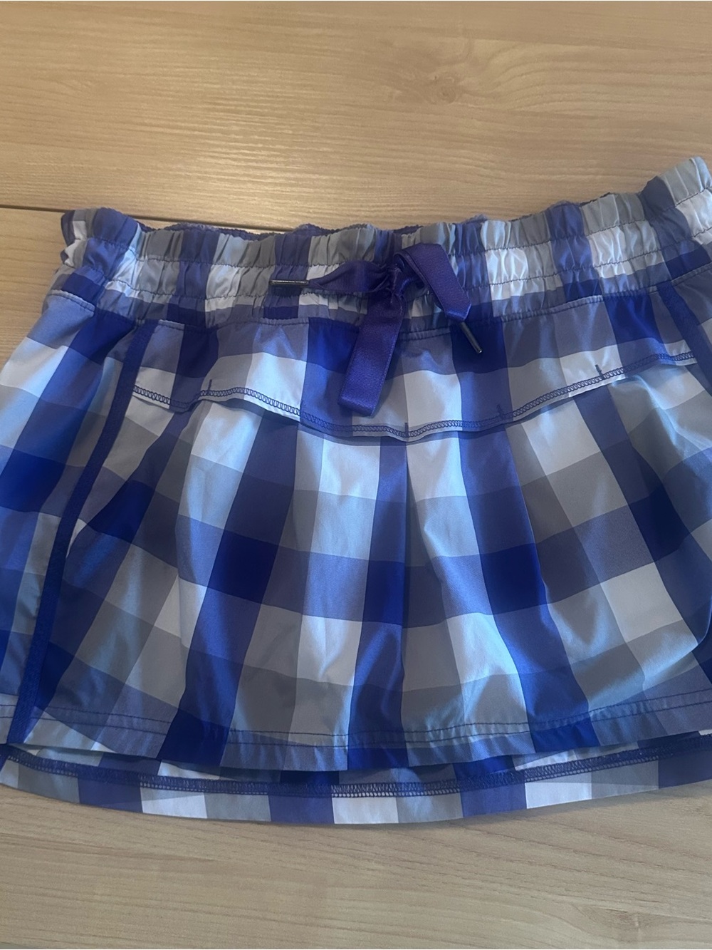 lululemon athletica Blue/purple Plaid Skort with Drawstring. Sz 8. Like new